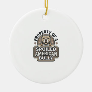 Spoiled American Bully Vintage Engraving Design_1 Ceramic Tree Decoration