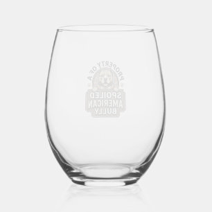 Spoiled American Bully Vintage Engraving Design_1 Stemless Wine Glass