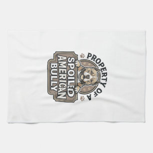 Spoiled American Bully Vintage Engraving Design_1 Tea Towel