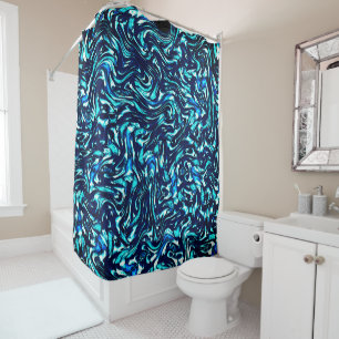 Spoiled blue and cyan curves shower curtain