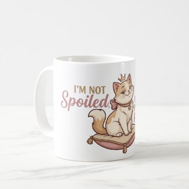 Spoiled Cat Royal Cushion Sticker Coffee Mug (Front Left)