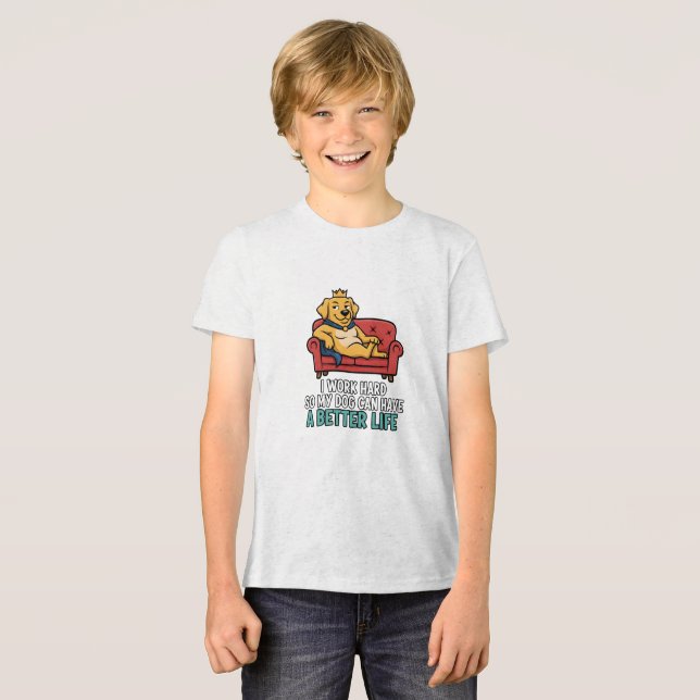 Spoiled Dog King Funny Quote Illustration Tri-Blend Shirt (Front Full)