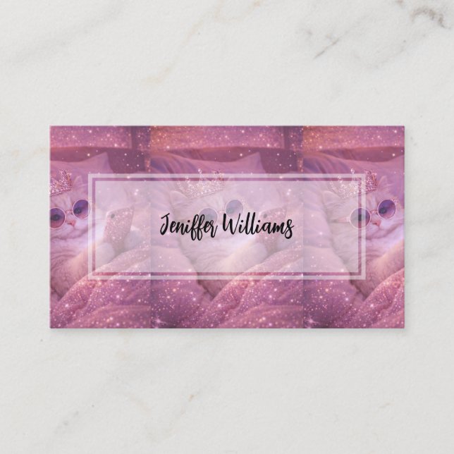 Spoiled Princess Cat Texting in Bed                Business Card (Front)