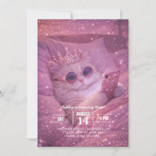 Spoiled Princess Cat Texting in Bed                Invitation