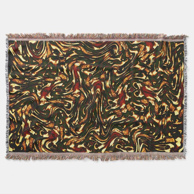 Spoiled reddish brown and yellow curves throw blanket (Front)
