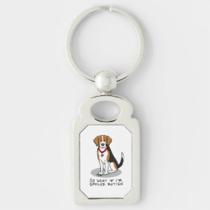 Spoiled Rotten Beagle (tri colour 3) Dog Funny Key Ring