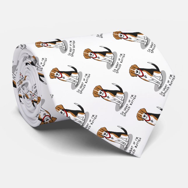 Spoiled Rotten Beagle (tri colour 3) Dog Funny Tie (Rolled)