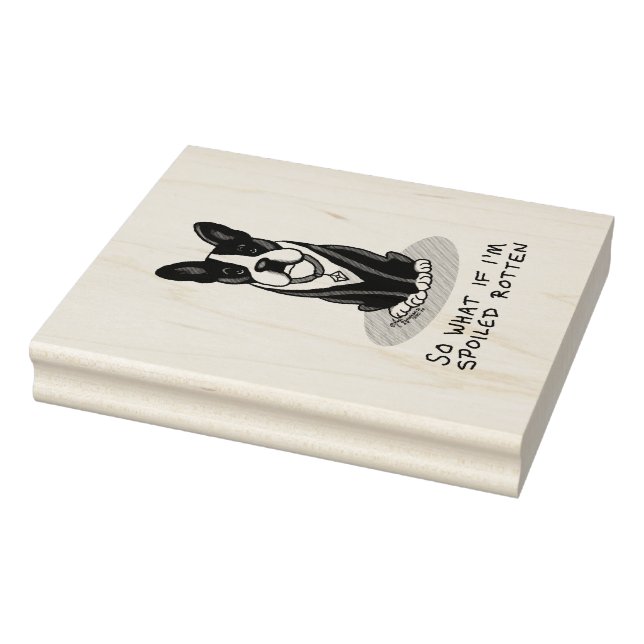 Spoiled Rotten Boston Terrier Dog (black) Cute Rubber Stamp (Stamp)