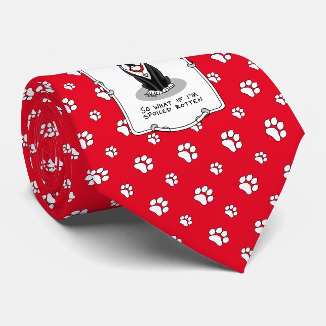 Spoiled Rotten Boston Terrier Dog (black) Cute Tie (Rolled)