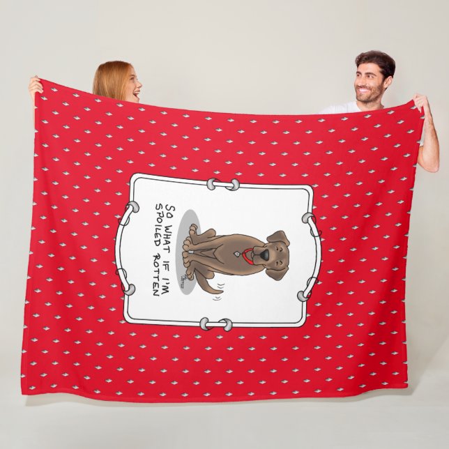 Spoiled Rotten Chocolate Lab Labrador Retriever Fleece Blanket (In Situ)