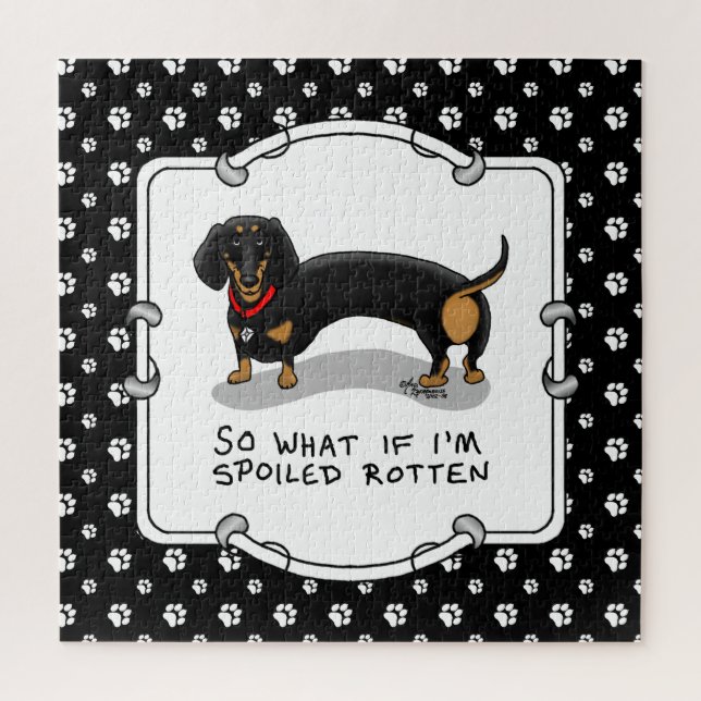 Spoiled Rotten Dachshund (S black & tan) Cute dog Jigsaw Puzzle (Vertical)