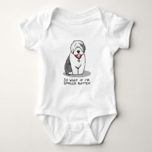 Spoiled Rotten Old English Sheepdog (Grey 1) Funny Baby Bodysuit