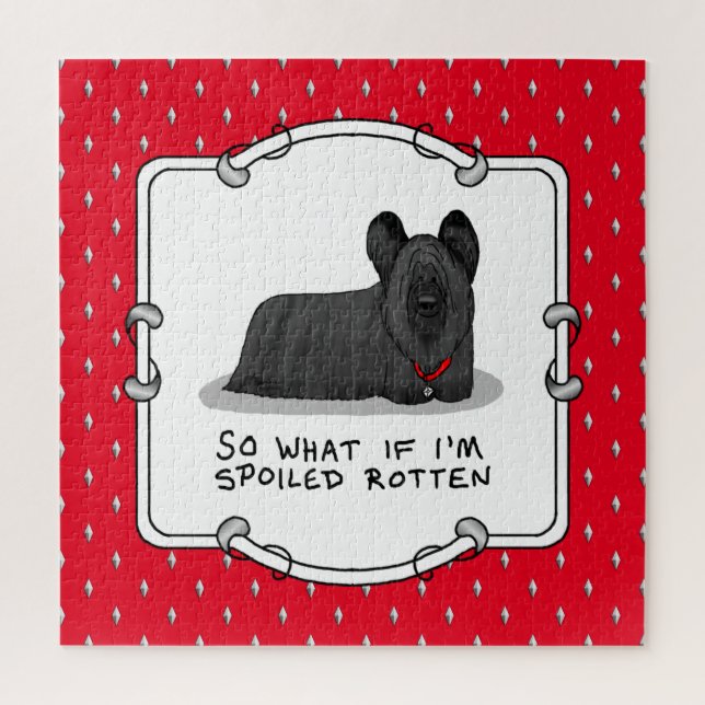 Spoiled Rotten Skye Terrier Dog (black) Cute Funny Jigsaw Puzzle (Vertical)