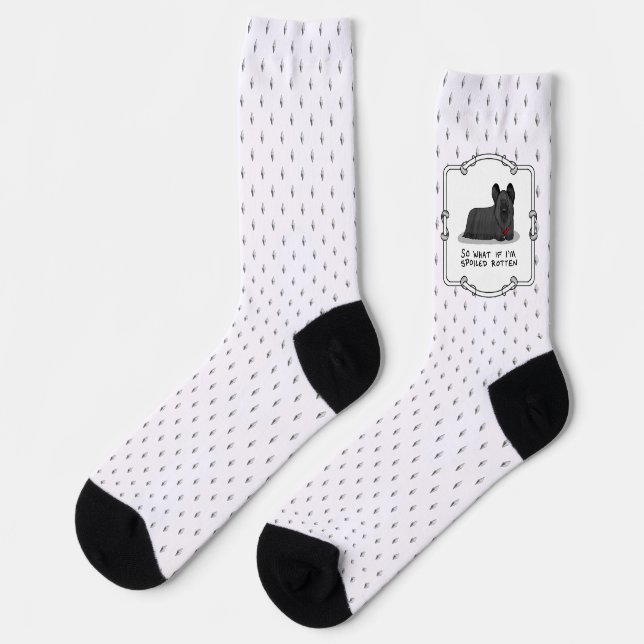 Spoiled Rotten Skye Terrier Dog (black) Cute Funny Socks (Left)