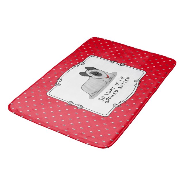 Spoiled Rotten Skye Terrier Dog (silver) Cute Fun Bath Mat (Angled)