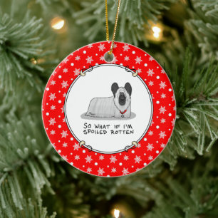 Spoiled Rotten Skye Terrier Dog (silver) Cute Fun Ceramic Tree Decoration