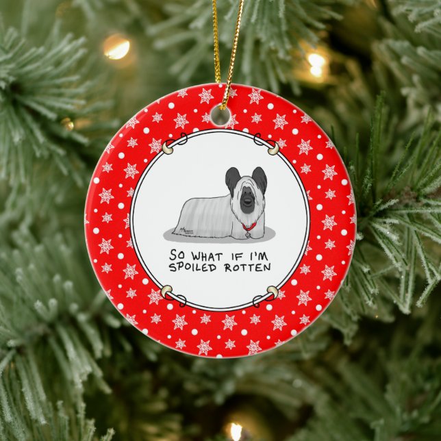 Spoiled Rotten Skye Terrier Dog (silver) Cute Fun Ceramic Tree Decoration (Tree)