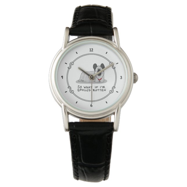 Spoiled Rotten Skye Terrier Dog (silver) Cute Fun Watch (Front)