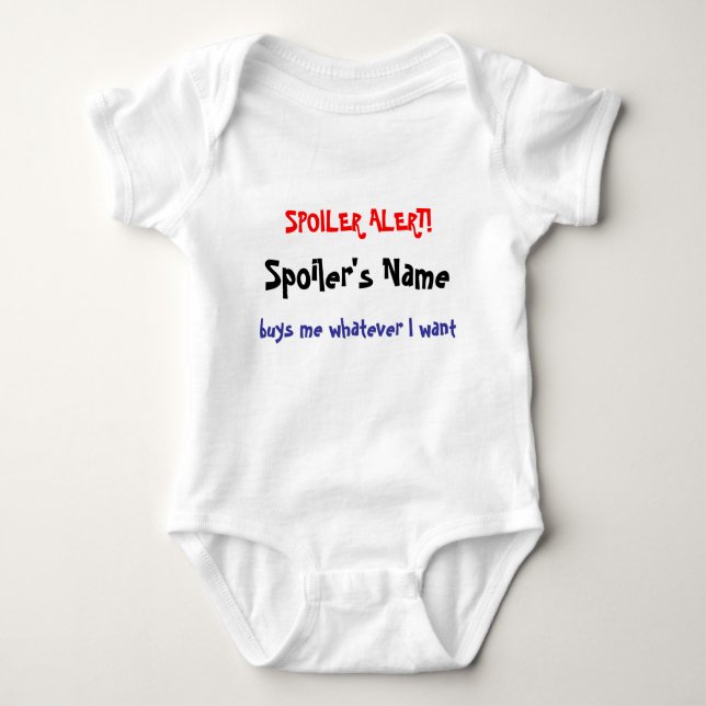 Spoiler Alert for you to personalise Baby Bodysuit (Front)
