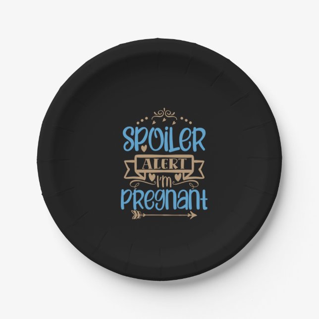spoiler alert i'm pregnant paper plate (Front)