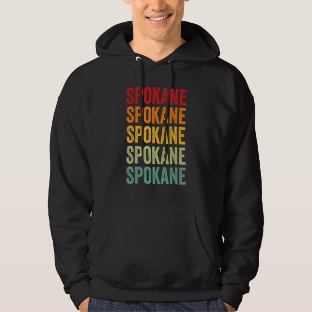 Spokane County Washington Rainbow Text Design Hoodie (Front)