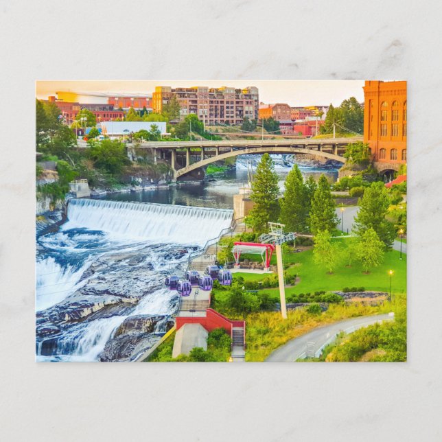Spokane Falls Washington Post Card (Front)
