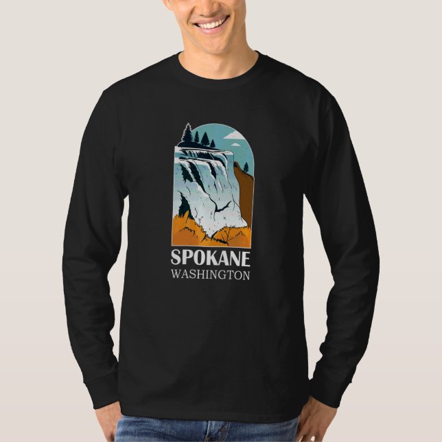 Spokane Falls Washington Waterfall River   T-Shirt (Front)