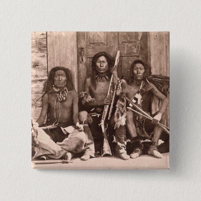 Spokane Indians, 1861 (b/w photo) 15 Cm Square Badge (Front)