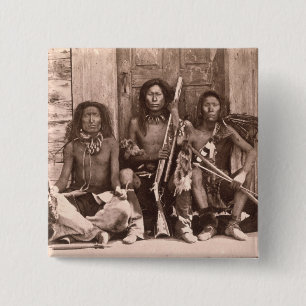 Spokane Indians, 1861 (b/w photo) 15 Cm Square Badge