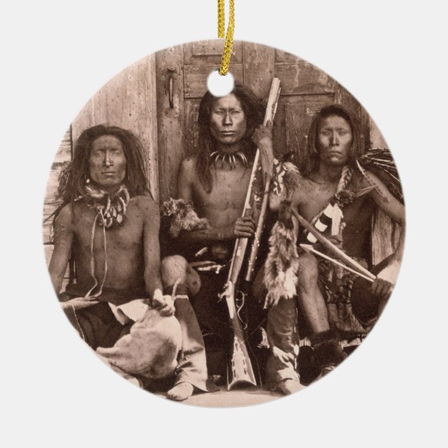Spokane Indians, 1861 (b/w photo) Ceramic Tree Decoration (Front)