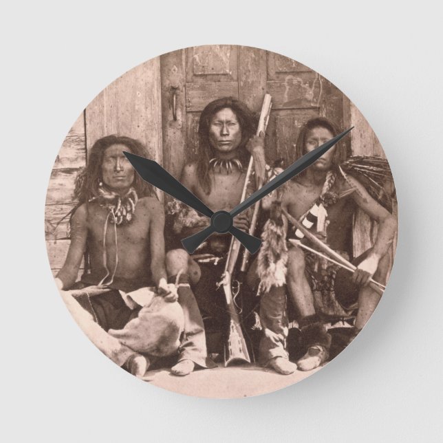 Spokane Indians, 1861 (b/w photo) Round Clock (Front)