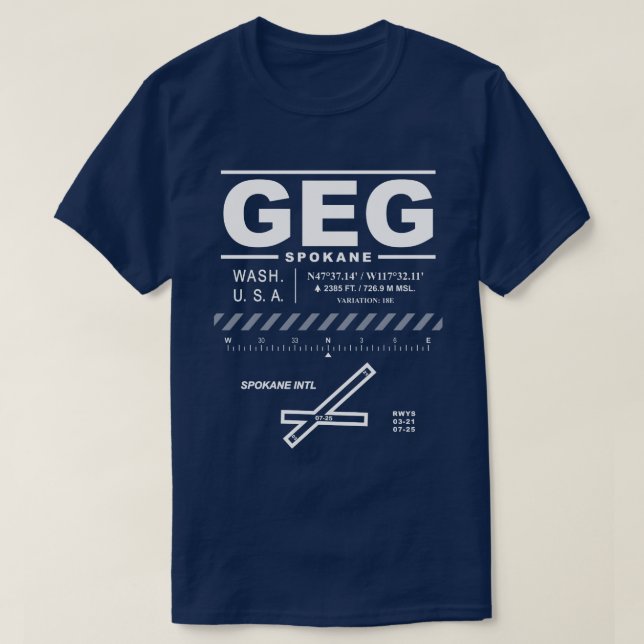 Spokane International Airport GEG Tee Shirt (Design Front)