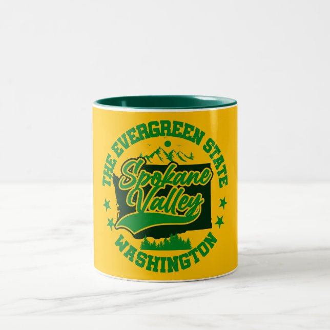 Spokane Valley,Washington Two-Tone Coffee Mug (Center)