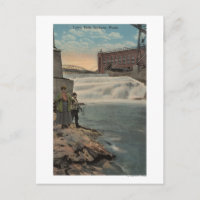 Spokane, WA - Couple Fishing on Lower Falls