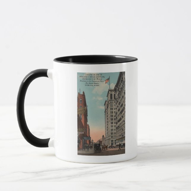Spokane, WA - Downtown View with Horsecarts Mug (Left)