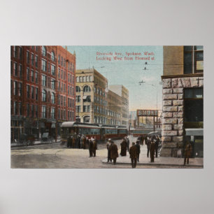 Spokane, WA - View of Riverside Ave. & Howard St Poster