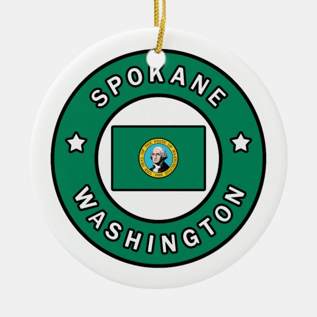 Spokane Washington Ceramic Tree Decoration (Front)