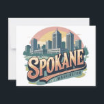 Spokane Washington DC Skyline Postcard<br><div class="desc">Celebrate the beauty of Spokane with this bold and stylish skyline design! Featuring a retro-inspired sunset backdrop behind the iconic Spokane cityscape and mountains, this graphic is perfect for locals, visitors, and Washington state lovers alike. Great for printing on t-shirts, hoodies, mugs, posters, and more. A must-have for anyone who...</div>