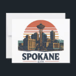 Spokane Washington DC Skyline Postcard<br><div class="desc">Celebrate the beauty of Spokane with this bold and stylish skyline design! Featuring a retro-inspired sunset backdrop behind the iconic Spokane cityscape and mountains, this graphic is perfect for locals, visitors, and Washington state lovers alike. Great for printing on t-shirts, hoodies, mugs, posters, and more. A must-have for anyone who...</div>