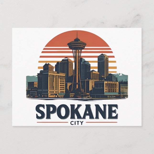 Spokane Washington DC Skyline Postcard (Front)