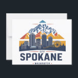 Spokane Washington DC Skyline Postcard<br><div class="desc">Celebrate the beauty of Spokane with this bold and stylish skyline design! Featuring a retro-inspired sunset backdrop behind the iconic Spokane cityscape and mountains, this graphic is perfect for locals, visitors, and Washington state lovers alike. Great for printing on t-shirts, hoodies, mugs, posters, and more. A must-have for anyone who...</div>