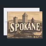 Spokane Washington DC vintage Skyline Postcard<br><div class="desc">Celebrate the beauty of Spokane with this bold and stylish skyline design! Featuring a retro-inspired sunset backdrop behind the iconic Spokane cityscape and mountains, this graphic is perfect for locals, visitors, and Washington state lovers alike. Great for printing on t-shirts, hoodies, mugs, posters, and more. A must-have for anyone who...</div>