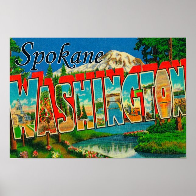 Spokane, Washington - Large Letter Scenes 3 Poster (Front)