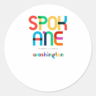 Spokane Washington Mid Century, Pop Art, Classic Round Sticker