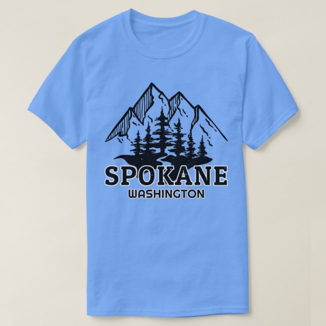 Spokane Washington Mountain Retro Vintage Distress T-Shirt (Design Front)