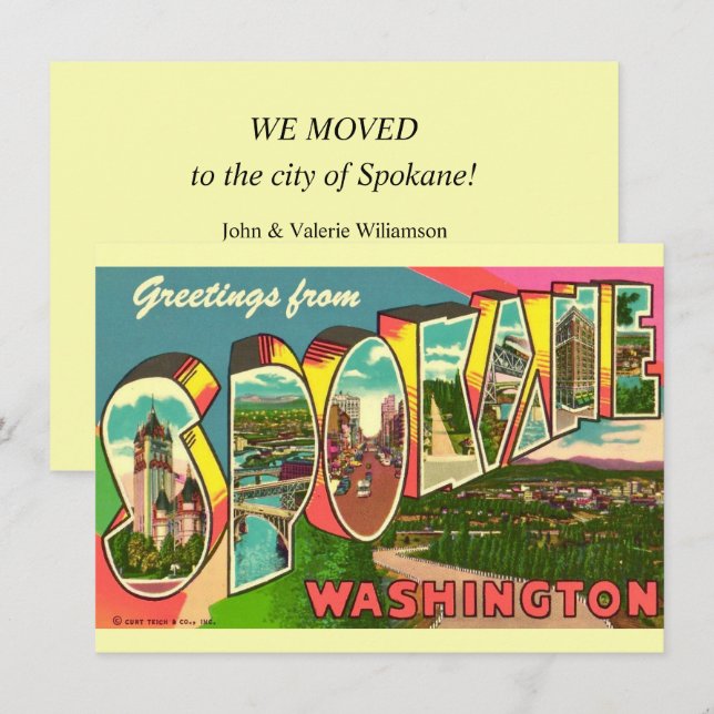 Spokane Washington Moving Announcement (Front/Back)