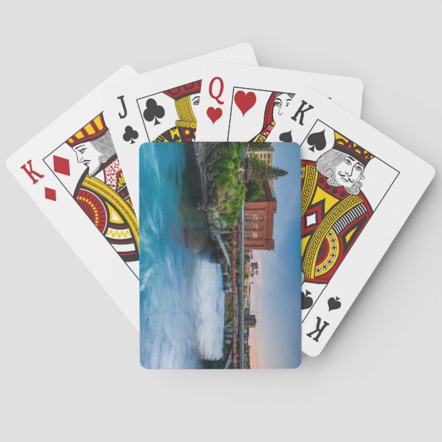 Spokane, Washington-Spokane River at Sunset Playing Cards (Back)