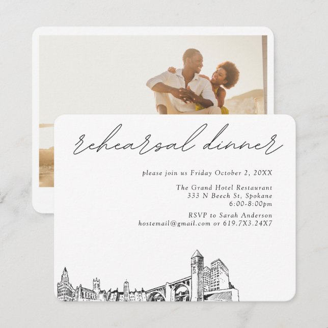 Spokane Wedding Elegant Rehearsal Dinner Enclosure Card (Front/Back)