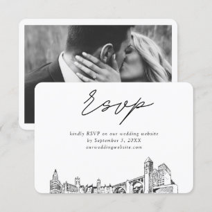 Spokane Wedding Minimalist Sketch RSVP Enclosure Card