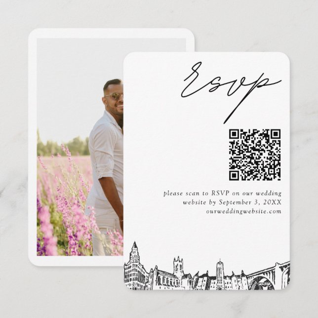 Spokane Wedding Modern RSVP QR Code Enclosure Card (Front/Back)